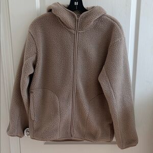 NEW MUJI Cozy Hooded Fleece Jacket - Taupe